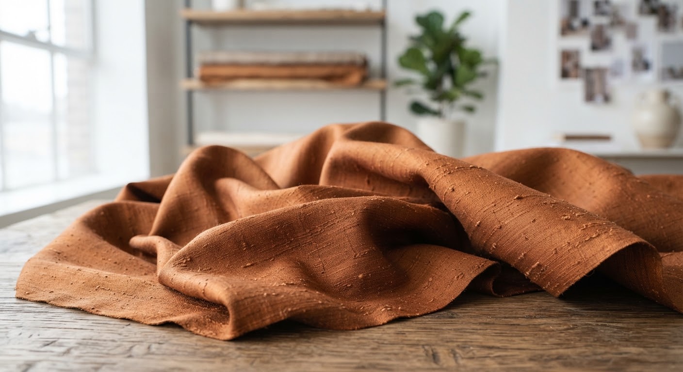 Raw Silk — Per Meter — Copper Brown · Nubby Raw Silk